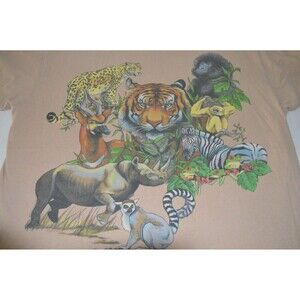 Mens Size Large Cellular Safari Single Stitch Double Sided Safari T-Shirt USA
